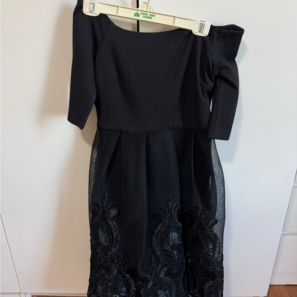 Black off the shoulder midi dress